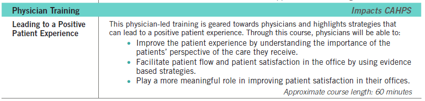 Physician Training Course Description