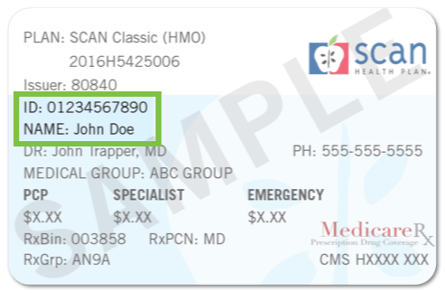 Sample SCAN ID card