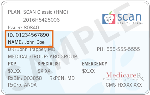  SCAN Example Member Card